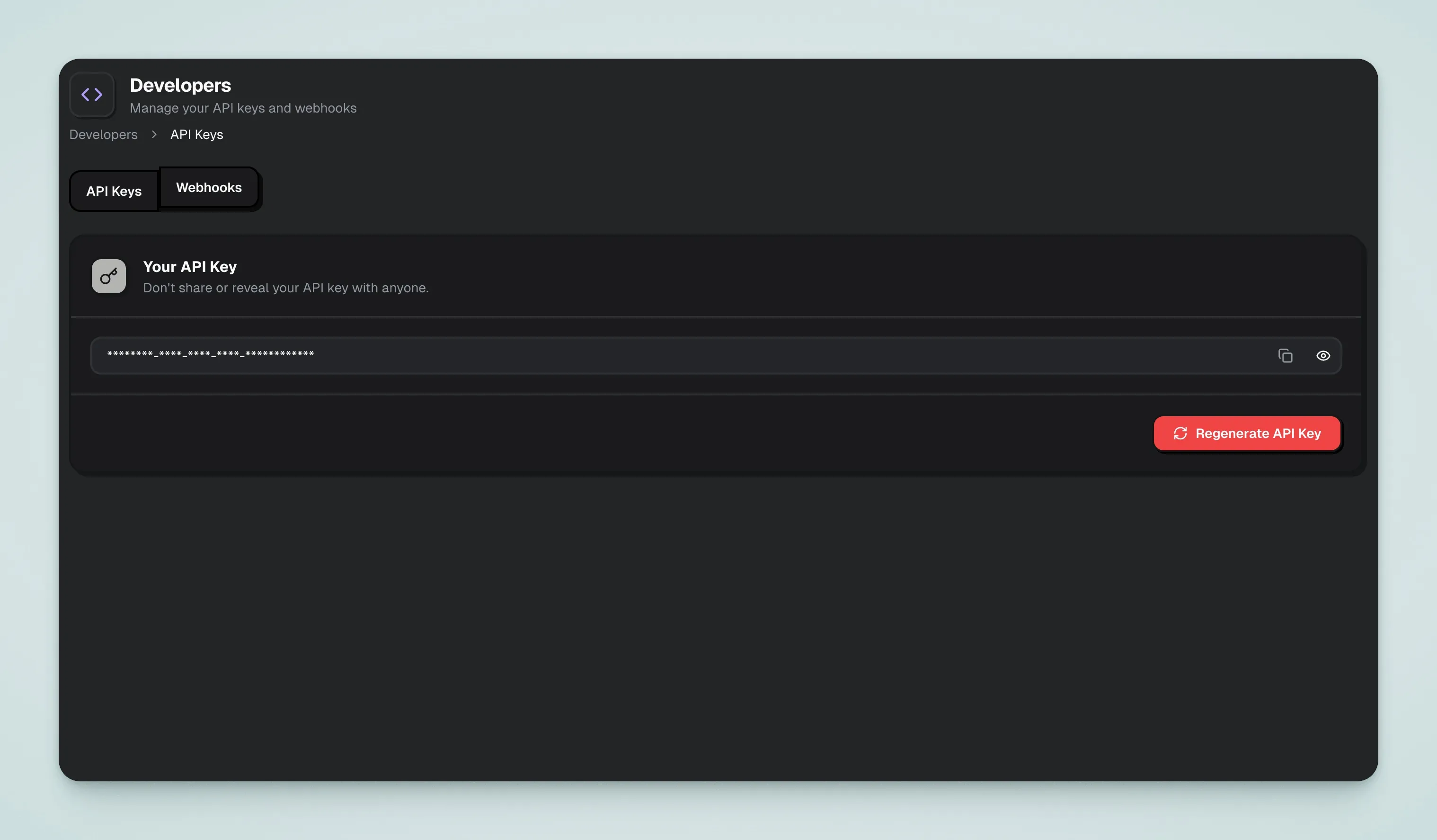 Creem Dashboard API Keys